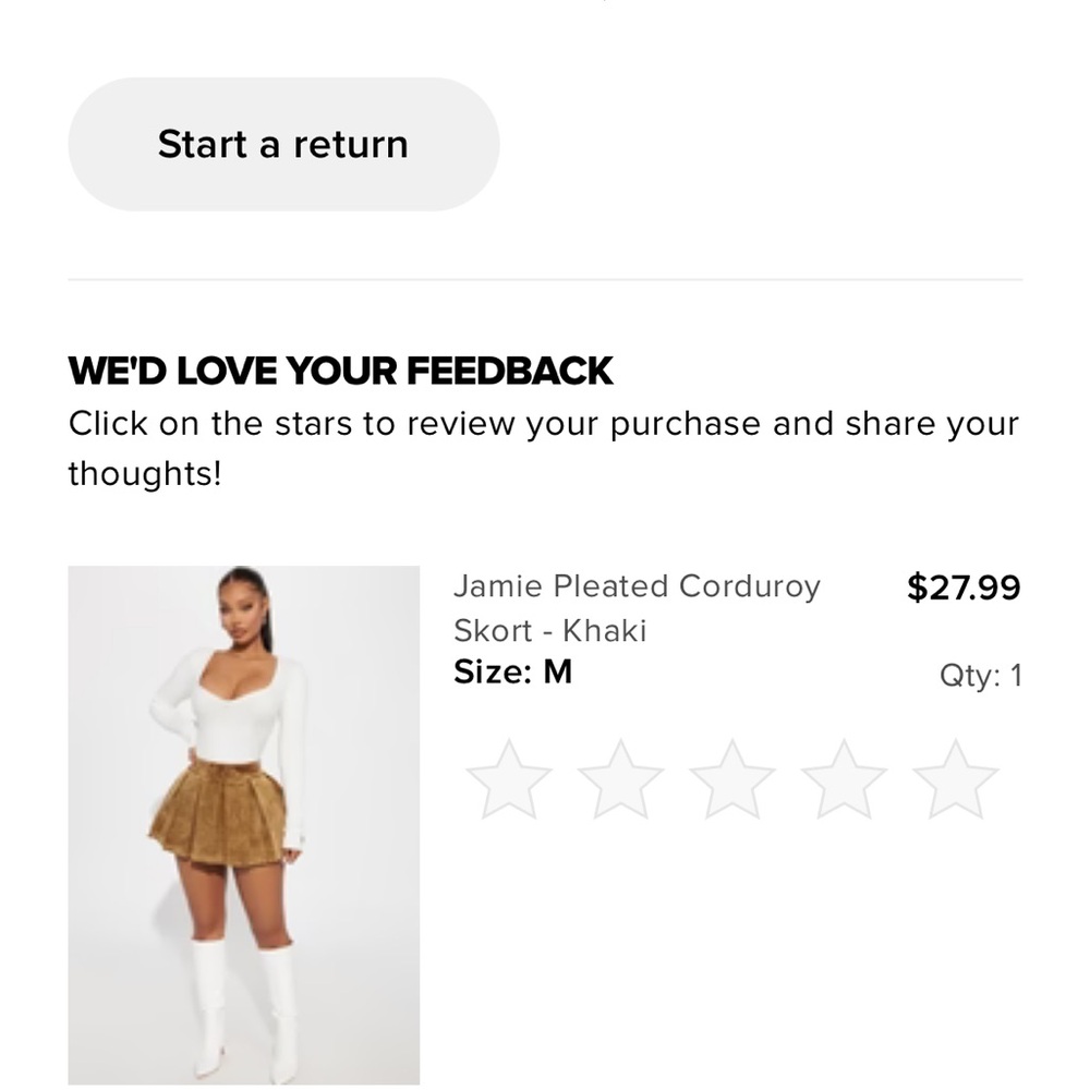 Fashion Nova Brown Corduroy Skort